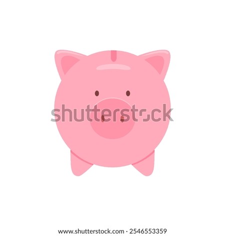 Piggy bank symbol front view. Flat vector illustration for design or icon.