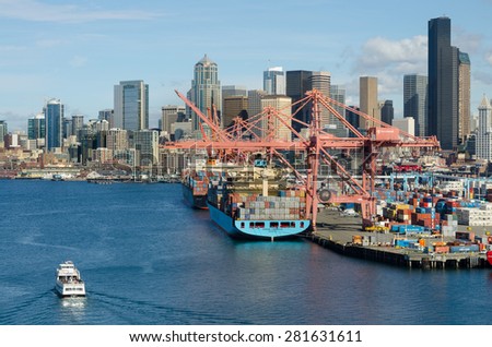 Seattle, USA - March 12: A port and industrial city in the state of Washington on March 12, 2015  in Seattle, USA.