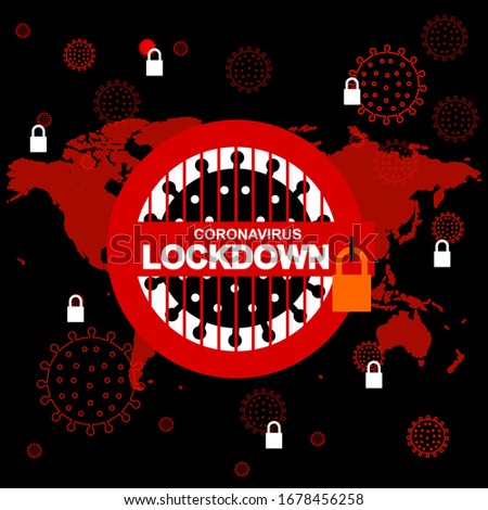 coronavirus lockdown symbol. Coronavirus pandemic puts countries on lockdown