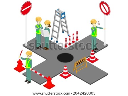 Image of a construction site, isometric illustration