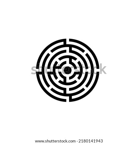 Black line Minotaur maze or labyrinth icon isolated on white background. Ancient Greek mythology. Vector