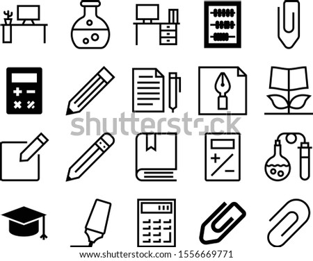 education vector icon set such as: abstract, diploma, power, worktable, empty, lab, abacus, academic, subtraction, creative thinking, fluid, application, idea, writer, success, magazine, herb, orange