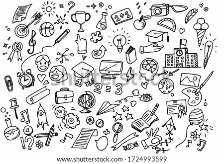 Vector illustration of Doodle cute for kid, Hand drawn set of cute doodles for decoration on white background,Funny Doodle Hand Drawn,Page for coloring.