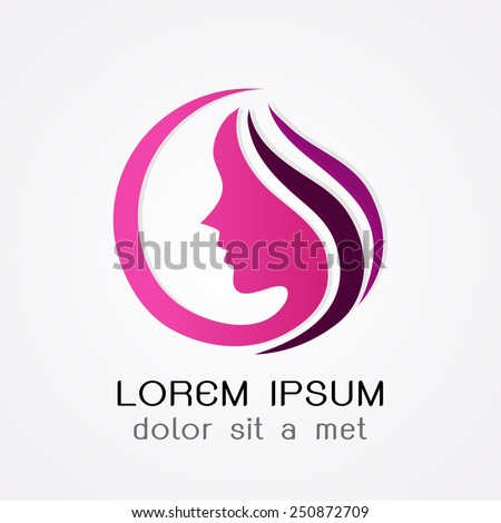 Logo woman silhouette, head, face logo isolated. Use for beauty salon, spa, cosmetics design, etc