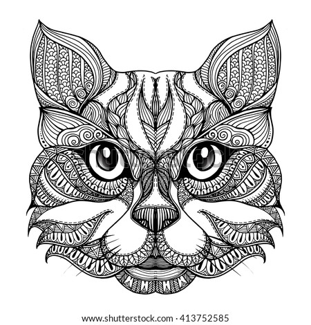 Tribal Cat Vector Image | Download Free Vector Art | Free-Vectors