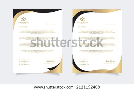 Set of elegant letterhead design template for identity and company. gold color