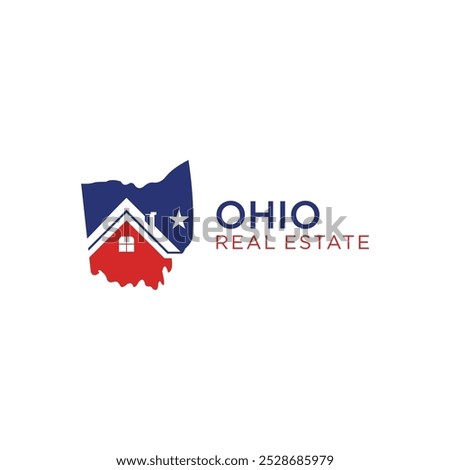 real estate group vector design logo ohio city with city map and houses