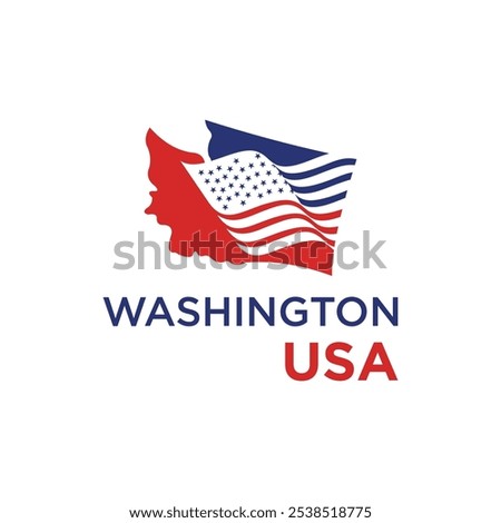 washington city map logo united states with flag elements