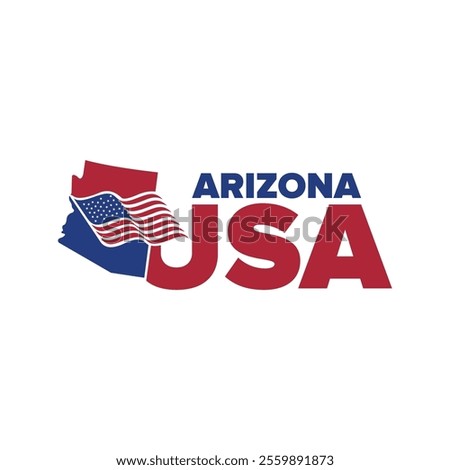 arizona usa logo with arizona city map elements and american flag for business identity and screen printing on t-shirts, shirts and others