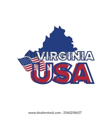 virginia USA city logo with virginia city map elements and United States flag for business identity and screen printing on t-shirts, shirts, etc.