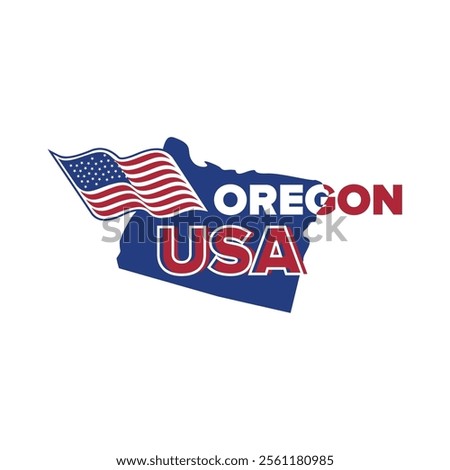 oregon USA city logo with oregon city map elements and United States flag for business identity and screen printing on t-shirts, shirts, etc.