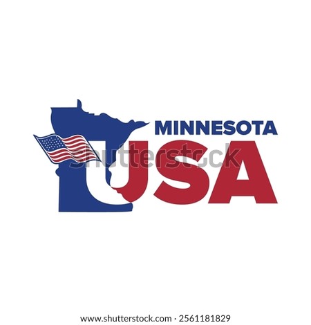 Minnesota USA city logo with Minnesota city map elements and United States flag for business identity and screen printing on t-shirts, shirts, etc.