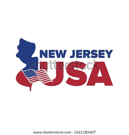 New jersey USA city logo with Wisconsin city map elements and United States flag for business identity and screen printing on t-shirts, shirts, etc.