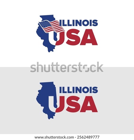 Illinois USA city logo with Illinois city map elements and United States flag for business identity and screen printing on t-shirts, shirts, etc.