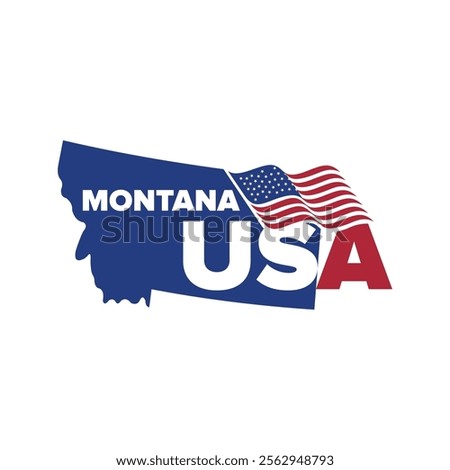 Montana USA city logo with Montana city map elements and United States flag for business identity and screen printing on t-shirts, shirts, etc.