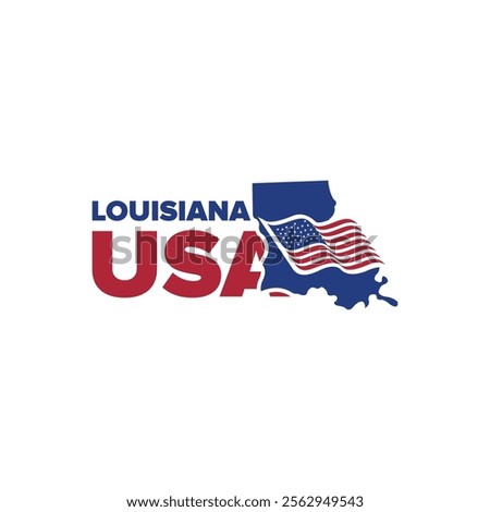 Louisiana USA city logo with city map elements and United States flag for business identity and screen printing on t-shirts, shirts, etc