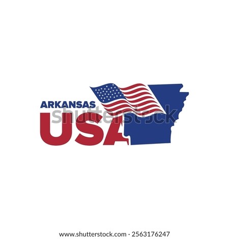 arkansas city usa logo with us flag and city map