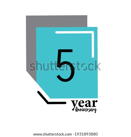 5 Year Anniversary Vector Template Design Illustration Blue Box Elegant White Background
