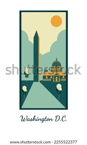 Washington DC illustration vector for postcard or background 
