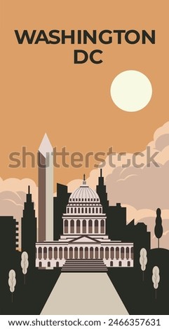 Washington DC background illustration for travel post card