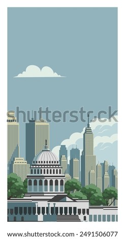 Washington DC background illustration for travel post card