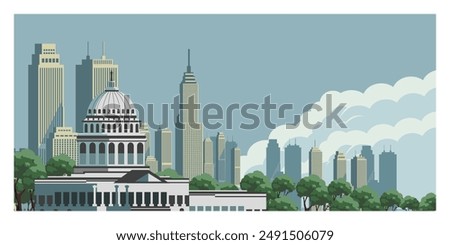 Washington DC background illustration for travel post card