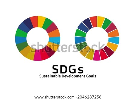 Sustainable Development Goals. Alphabet of SDGs. Illustration of a pin badge made up of 17 colors. Vector.
 The design is made up of 17 colors with the image of the SDGs.