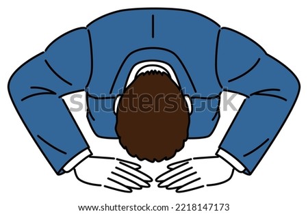 Man in suit getting down on his knees Illustration of a simple business person. Vector.
