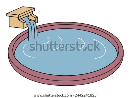 Japanese open-air hot spring bath. Simple Illustration Vector