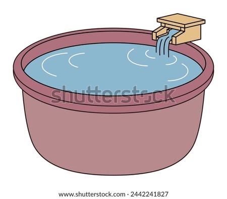 Japanese open-air hot spring bath. Simple Illustration Vector