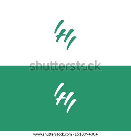Vector abstract monogram IHI in the form of strokes and hieroglyph. Logo for business card and web. 