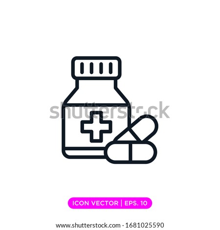 Medicine bottle icon vector design with editable stroke