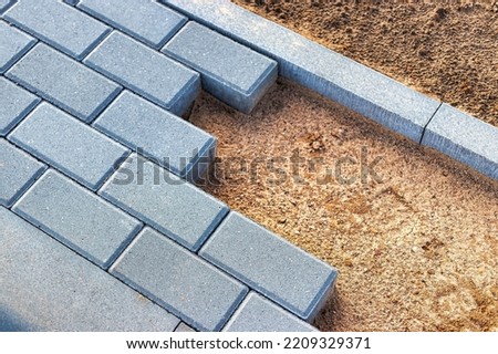 Similar – Image, Stock Photo Footpath with paving slabs in winter