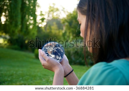 Girl save Earth Environment