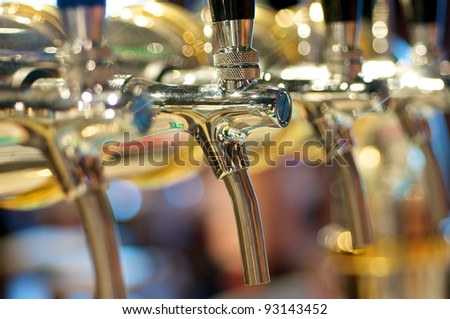 Beer taps in a row