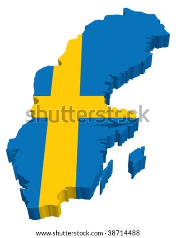 Flag Map of Sweden