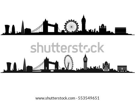 London Skyline Silhouette in black and white