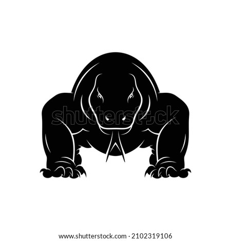 Komodo dragon silhouette with abstract shape attractive design illustration vector