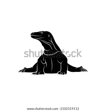 Komodo dragon silhouette with abstract shape attractive design illustration vector