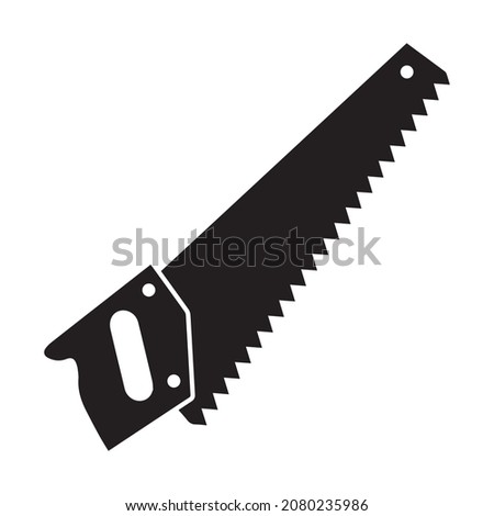 Saw icon. Tool for sawing trees, branches, wood and lumber in a simple style. Vector illustration isolated on white background for design and web.