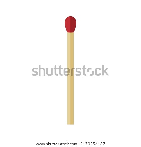 A colored match. A match is a stick made of combustible material, equipped with an incendiary head, which serves to produce an open fire. Vector illustration isolated on a white background.