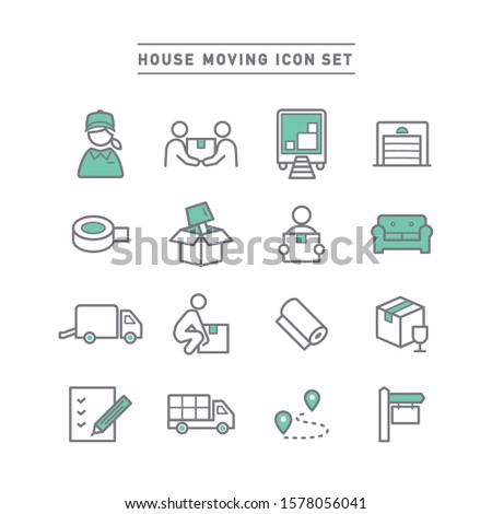 HOUSE MOVING LINE ICON SET