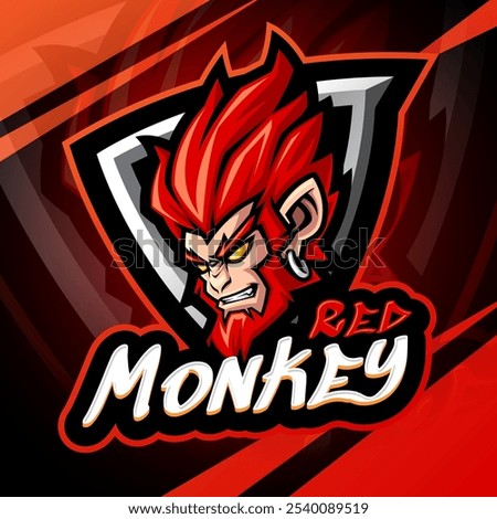 Red monkey esport mascot logo design