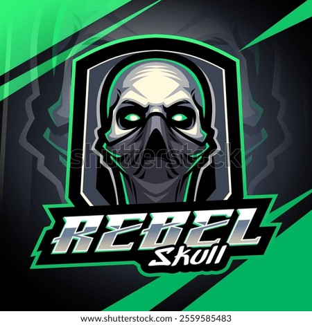 Rebel skull esport mascot logo design