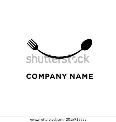 Smile Fork Spoon Logo Stock Vector