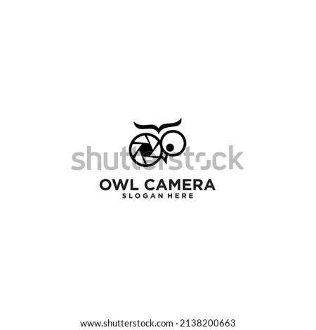 Owl Logo Vector Camera Lens Micro Stock Vector 