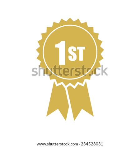 First place, gold rosette, vector illustration