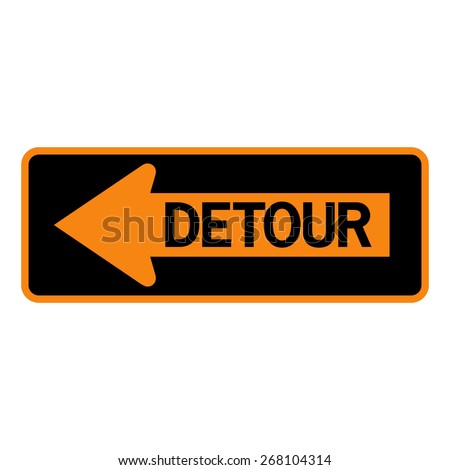 Detour left, vector illustration