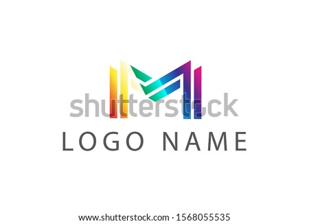 Vector illustration of multicolored M magneto logo design. Isolated on white background.