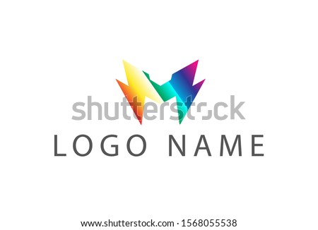 Vector illustration of multicolored M magneto logo design. Isolated on white background.